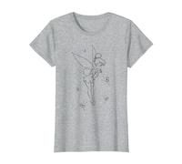 Disney Peter Pan Tinkerbell Wish Sketch Maglietta, Donna, Grigio Melange, 3XL