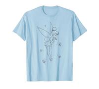 Disney Peter Pan Tinkerbell Wish Sketch Maglietta, Uomo, Celeste, L
