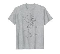 Disney Peter Pan Tinkerbell Wish Sketch Maglietta, Uomo, Grigio Melange, S