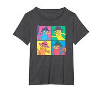 Disney Phineas And Ferb Agent P Pop Box Up Maglietta, Donna plus-size, Grigio Scuro, 5X