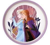 Disney Piatto piano bianco e lilla per bambine in plastica Frozen Elsa Anna con base antiscivolo