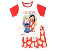 Disney Pigiama a Maniche Corta per Ragazze Lilo e Stitch Rosso 7-8 Anni