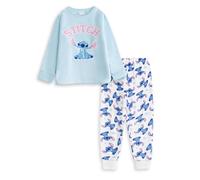 Disney Pigiama a Maniche Lunghe Blu per Bambine di Lilo & Stitch in Pile con Stampa di Stitch Comodo per la buonanotte e i Pigiama Party | Merchandising