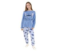 Disney Pigiama a Maniche Lunghe e Gambe Lunghe Blu da Donna Lilo & Stitch in Pile con Stampa per la buonanotte e Il Relax Merchandising