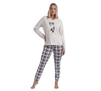 DISNEY Pigiama a maniche lunghe Happy Minnie da donna, beige, M
