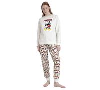 Disney Pigiama a maniche lunghe in peluche Best Mickey da donna, ecru, S