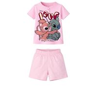 Disney Pigiama Bambina Corto in Cotone Stitch 3861 (Rosa Chiaro, 7/8 Anni)