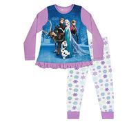 Disney Pigiama Bambina Cotone | Pigiami a Maniche Lunghe Frozen | Anna Elsa Kristoff Olaf & Sven | Pigiamone Principesse per Bambini 7-8 Anni