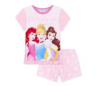 Disney Pigiama Bambina Pigiama Stitch Minnie Principesse Re Leone Frozen Pigiama Cotone Bambina 2-12 Anni Pigiama Estivo con Pantaloncini Regali Ufficiali (Rosa Princess, 9-10 Anni)