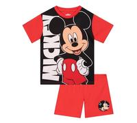 Disney Pigiama Bambino, Pigiami Ragazzo Manica Corta Mickey Mouse, Topolino Pigiama Corto Ragazzo, Rosso 2-3 Anni