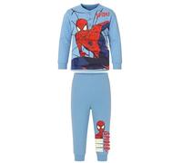 Disney Pigiama Bambino Spiderman Lungo in Cotone Felpato 7609 (Azzurro, 9/10 Anni)