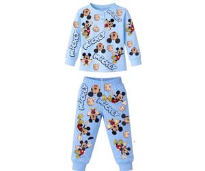 Disney Pigiama Bambino Topolino Mickey in Cotone 7508 (Azzurro, 9-10)