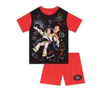 Disney Pigiama Bambino Toy Story, Pigiami Ragazzo Buzz Lightyear E Woody, Pigiama Corto Ragazzo Estate, Rosso 6-7 Anni