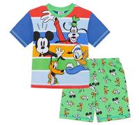 Disney Pigiama Corto a Righe Topolino, Paperino, Pippo, Plutone 100% Cotone