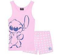 Disney Pigiama Corto Bambina, Confortevole Pigiami Estivo - Stitch Regalo (Rosa, 13-14 Anni)