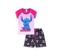 Disney - Pigiama corto da donna Lilo e Stitch con scritta "I Hate Mornings" in cotone, Rosa, 38-40