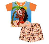 Disney Pigiama da bambina a maniche corte, in morbido cotone, motivo "Moana", traspirante e colorato, multicolore, 5-6 Years