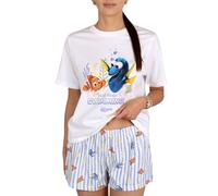 Disney Pigiama da Donna, a Due Pezzi, Estivo, a Maniche Corte, (Winnie The Pooh, Minnie Mouse, Stitch) 100% Cotone (IT, Testo, S, Regular, Regular, Disney)
