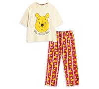 Disney Pigiama da Donna a Maniche Corte e Lunghe, Giallo e Rosso, con Motivo Winnie The Pooh | Pigiama da Notte con Design Classico | Comodo Pigiama per la casa | Merchandising
