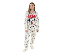 Disney Pigiama da Donna Bianco a Maniche Lunghe e Gamba Lunga La Carica dei 101 Comodo in Pile con Motivo a Pois | Perfetto per Dormire Tema del Film Classico Merchandising