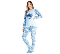 Disney Pigiama da Donna con Calze morbide, Set Regalo (Blu Stitch, XL)