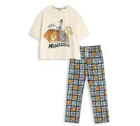 Disney Pigiama da Donna Madagascar Beige a Maniche Corte e Gambe Lunghe | Pigiama e Abbigliamento da casa con Stampa Animalier | Pigiama da Film retrò per Rilassarsi | Merchandising