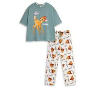 Disney Pigiama da Donna Multicolore a Maniche Lunghe e Gamba Lunga Bambi | Pigiama in Morbido Cotone con Stampa Bambi | Pigiama Classico per la buonanotte | Comodo Abbigliamento da casa