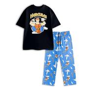 Disney Pigiama da Uomo Hercules Nero e Blu a Maniche Corte e Gamba Lunga | Abbigliamento da Notte e da casa dei Cartoni Animati | Comodo Abbigliamento da Notte per Il Relax