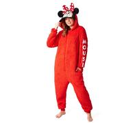 Disney Pigiama Donna Intero - Pigiamone Stitch in Pile con Zip e Cappuccio S-2XL - Pigiami Interi Oversized per Ragazza (Rosso Minnie, L)