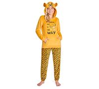 Disney Pigiama Donna Invernale Pile Stitch Minnie Minou Simba Winnie The Pooh (M, Giallo Simba)