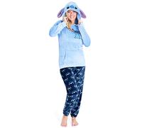 Disney Pigiama Donna Invernale Pile Stitch Minnie Minou Simba Winnie The Pooh (XL, Blu Stitch)