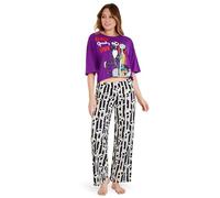 Disney Pigiama Donna - Pigiama Donna Cotone Lungo a Manica Corta S-XL Pigiami Due Pezzi - Regali Donna (Jack Viola/Bianco, L)