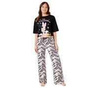 Disney Pigiama Donna - Pigiama Donna Cotone Lungo a Manica Corta S-XL Pigiami Due Pezzi - Regali Donna (Nero/Rosa Minnie, XL)