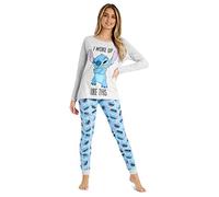Disney Pigiama Donna - Pigiama Stitch Pigiami Donna Cotone S-2XL Stitch Gadget Regalo (Grigio/Blu Stitch, M)