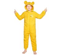 Disney Pigiama Intero Bambina - Pigiamone Stitch in Pile con Zip 4-15 Anni - Pigiami Interi con Cappuccio Gadget Regalo (Giallo Winnie The Pooh, 9-10 Anni)