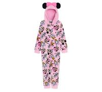 Disney Pigiama intero con orecchie 3D di Minnie Mouse e cappuccio per bambine, pigiama in pile per bambini, rosa, 7-8 Years