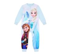 Disney - Pigiama intero per bambine, motivo Frozen, con Anna ed Elsa, Blu, 6-7 Years