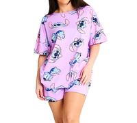 Disney Pigiama Lilo And Stitch per Donne | Pigiama a Maniche Corte con Stampa Integrale Stitch per Ragazze | Pigiamone da Donna Comodi | Merchandise Ufficiale | XL