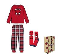 Disney Pigiama Lungo Bambina Bambino in Coral con Calza Antiscivolo in Omaggio (Spiderman 4413, 3/4 Anni)