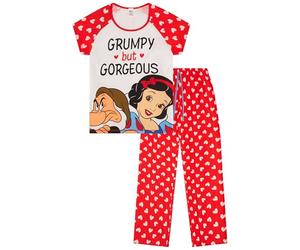 Disney Pigiama lungo da donna con nani bianchi come la neve, brontoloni ma splendidi, in cotone, bianco, 8-10
