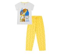 Disney Pigiama lungo da donna La Bella e la Bestia, in cotone, pigiama da donna, bianco, 22-24
