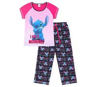Disney Pigiama lungo da donna Lilo e Stitch I Hate Mornings in cotone da donna, rosa, 14-16