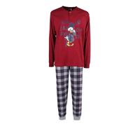 Disney Pigiama lungo da uomo in cotone interlock con stampe - bordeaux