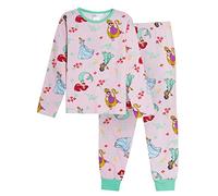 Disney - Pigiama lungo per bambine principesse, set completo 100% cotone, biancheria da notte per bambini, rosa, 2-3 Years