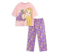 Disney Pigiama Rosa a Maniche Corte e Lunghe Rapunzel da Donna con Stampa a Tema Film | Comodo per Il Relax Merchandising