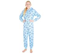 Disney Pigiama Stitch Bambina Intero - Pigiamone Stitch in Pile con Zip 2-14 Anni - Pigiami Interi con Cappuccio per Ragazza (Blu Stitch, 7-8 Anni)