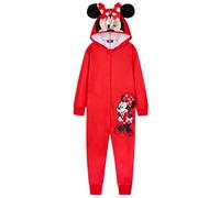 Disney Pigiama Stitch Bambina Intero - Pigiamone Stitch in Pile con Zip 2-14 Anni - Pigiami Interi con Cappuccio per Ragazza (Rosso Minnie, 7-8 Anni)