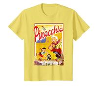 Disney Pinocchio Vintage Storybook Poster Maglietta, Bambini, Limone, 12 anni