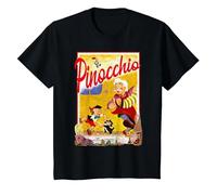 Disney Pinocchio Vintage Storybook Poster Maglietta, Bambini, Nero, 6 anni