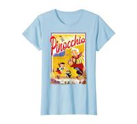 Disney Pinocchio Vintage Storybook Poster Maglietta, Donna, Celeste, S